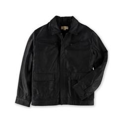 Michael Kors Mens Genuine Leather Faux-Sherpa Bomber Jacket