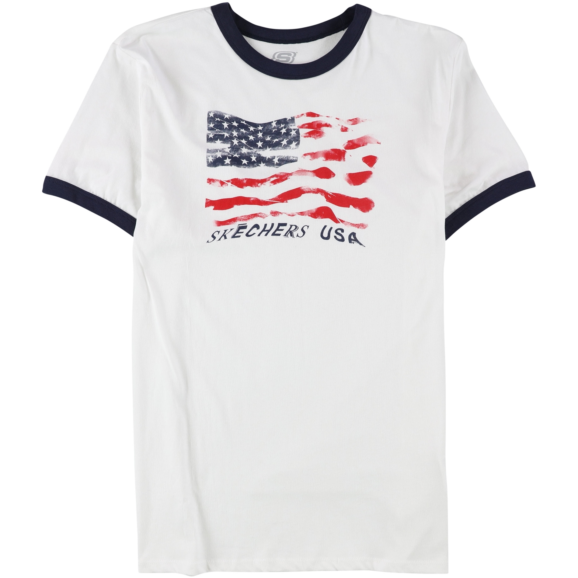 Skechers Womens Wavy Flag Ringer Graphic T-Shirt