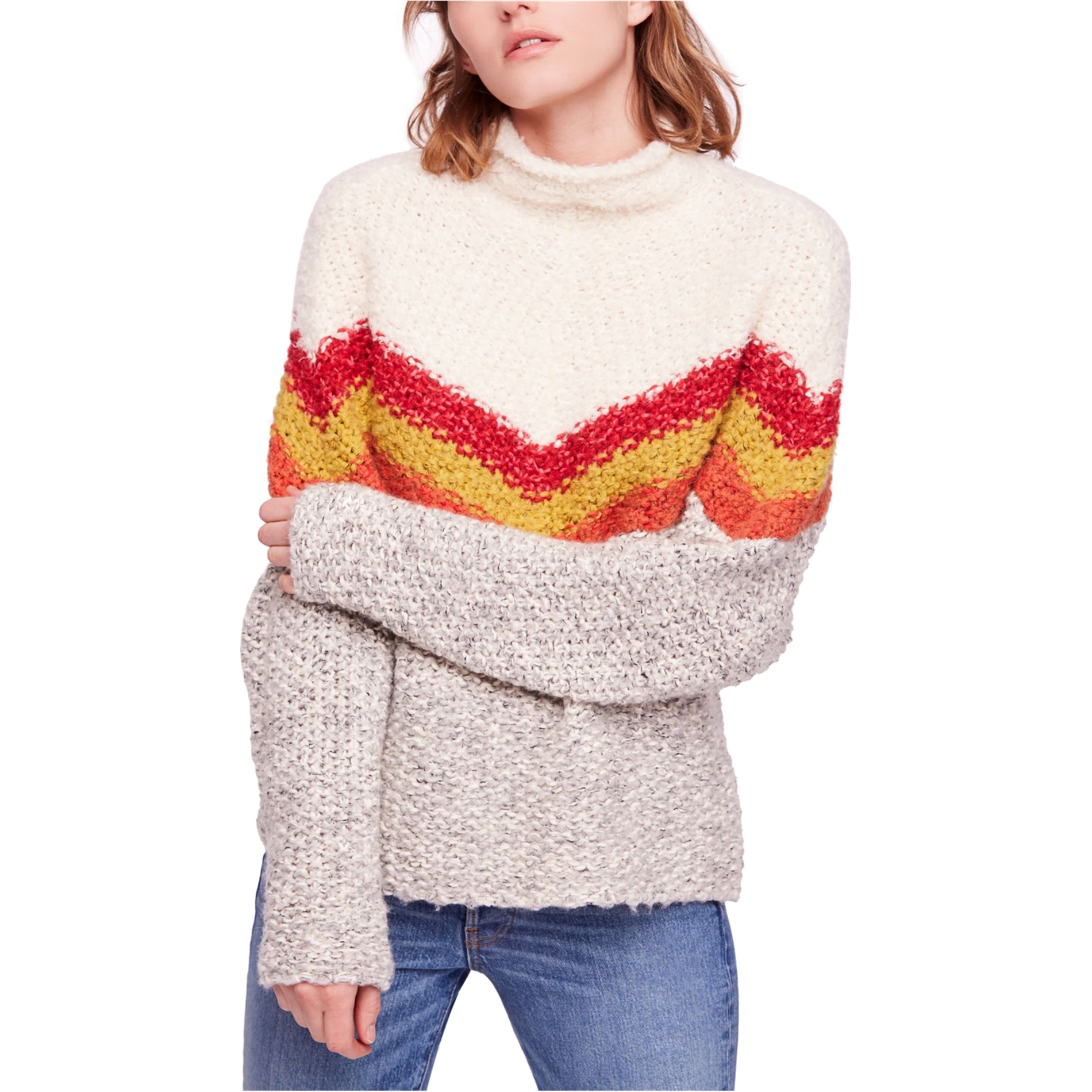 Free People Womens Striped Pullover Sweater