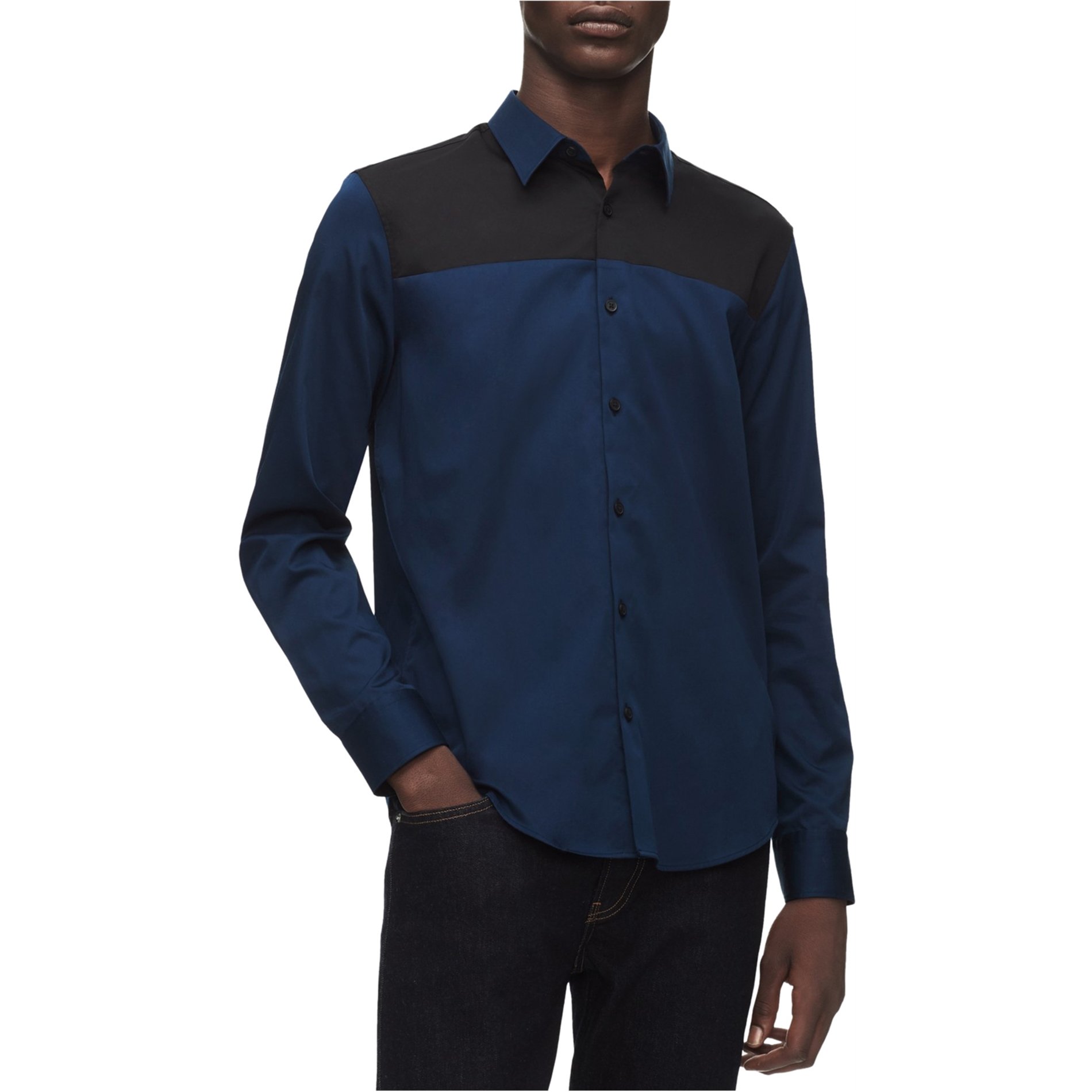 Calvin Klein Mens 2 Tone Button Up Shirt