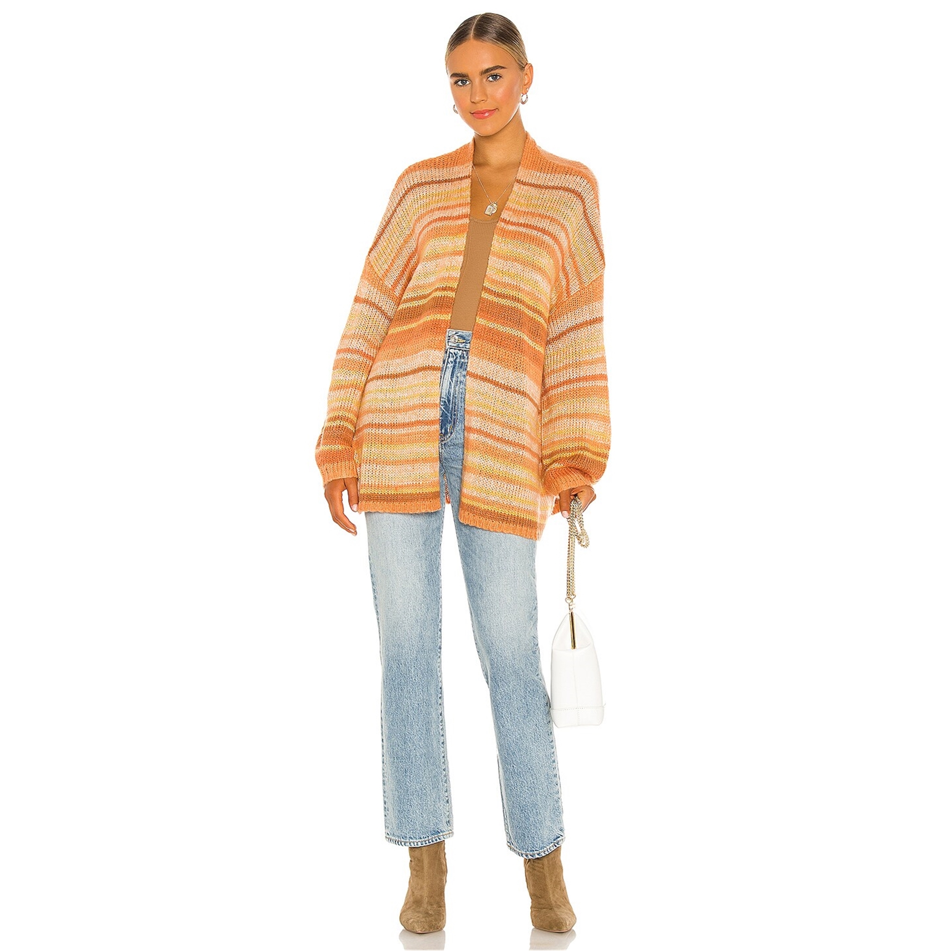 Society Amuse Womens Striped Cardigan Sweater