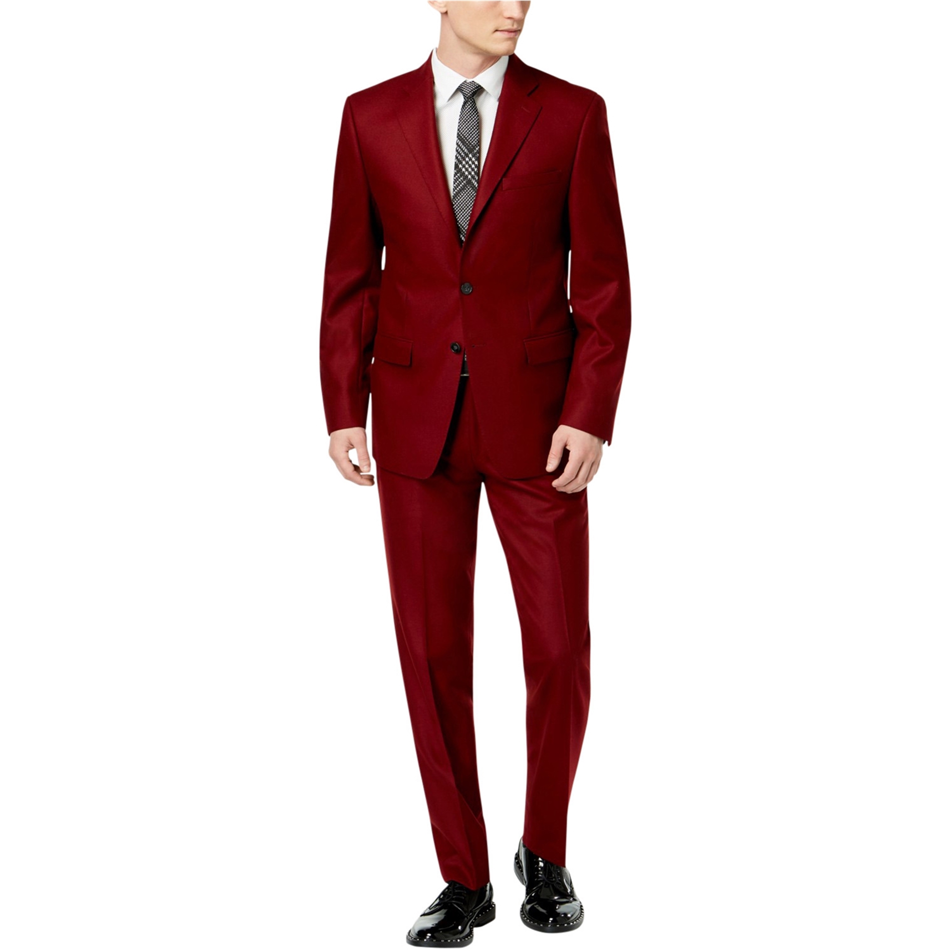 Men's Slim Fitted Solid Khaki - Camel - Bronz  2 Button Suit With Flat Front Pants