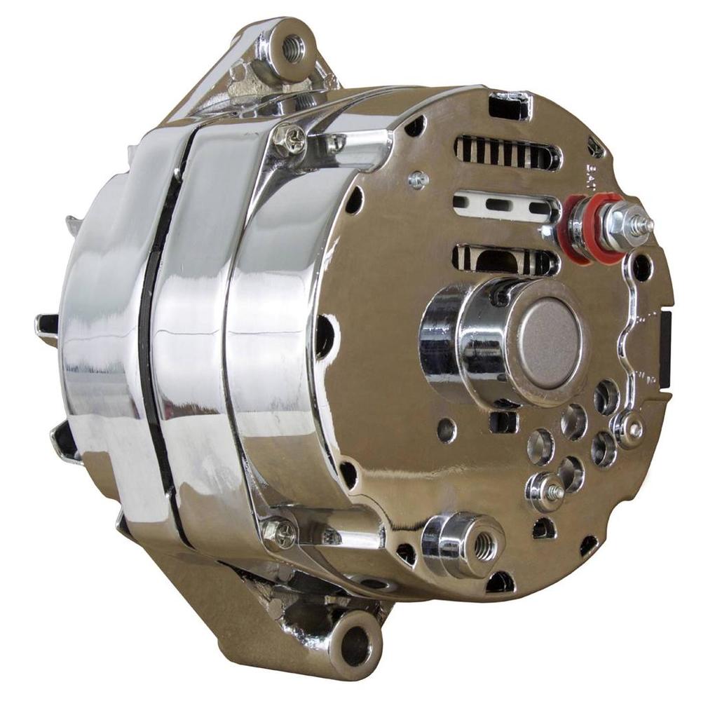 Rareelectrical 110A CHROME STREET ROD GM HIGH OUTPUT ALTERNATOR COMPATIBLE WITH 1-ONE WIRE SELF EXCITING ENERGIZING