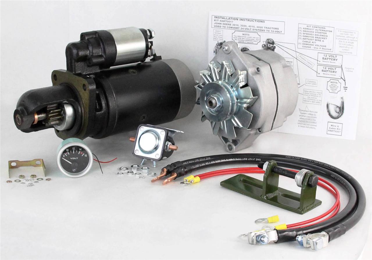 Rareelectrical NEW 24 TO 12 VOLT ALTERNATOR AND STARTER KIT COMPATIBLE WITH JOHN DEERE TRACTOR 4020 TY16172 TS-8000 TY16172 SE501474