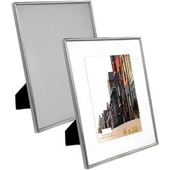 Altatac Silver 8x10 Picture Frames Set of 2 Photo for Wall Mount or Tabletop with 5x7 White Mat
