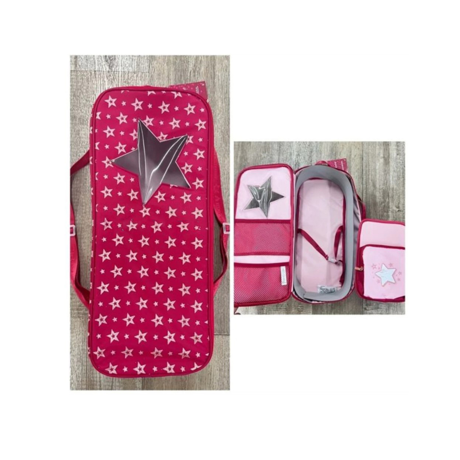 Altatac Doll Backpack for 18 inch Dolls Pink Star Glitery Bag Travel Carrier For Girls