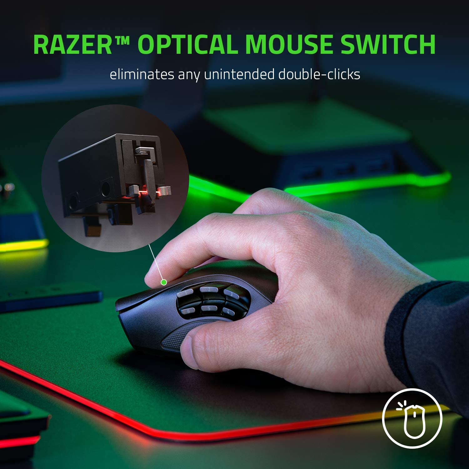 Razer Naga Pro Wireless Optical Gaming Mouse Interchangeable w/ 2, 6, 12 Plate