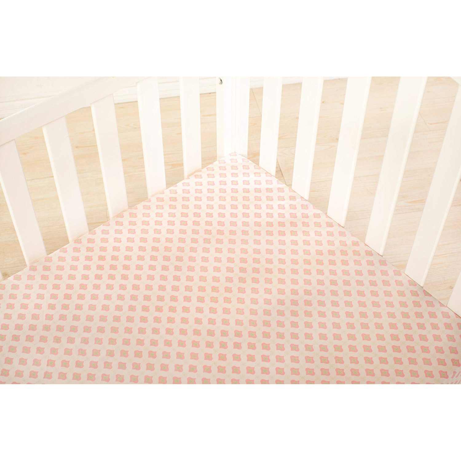 Dena Pink Baby Crib Fitted Sheet Lily Secure Fit 100% Cotton (52-in X 28-in)