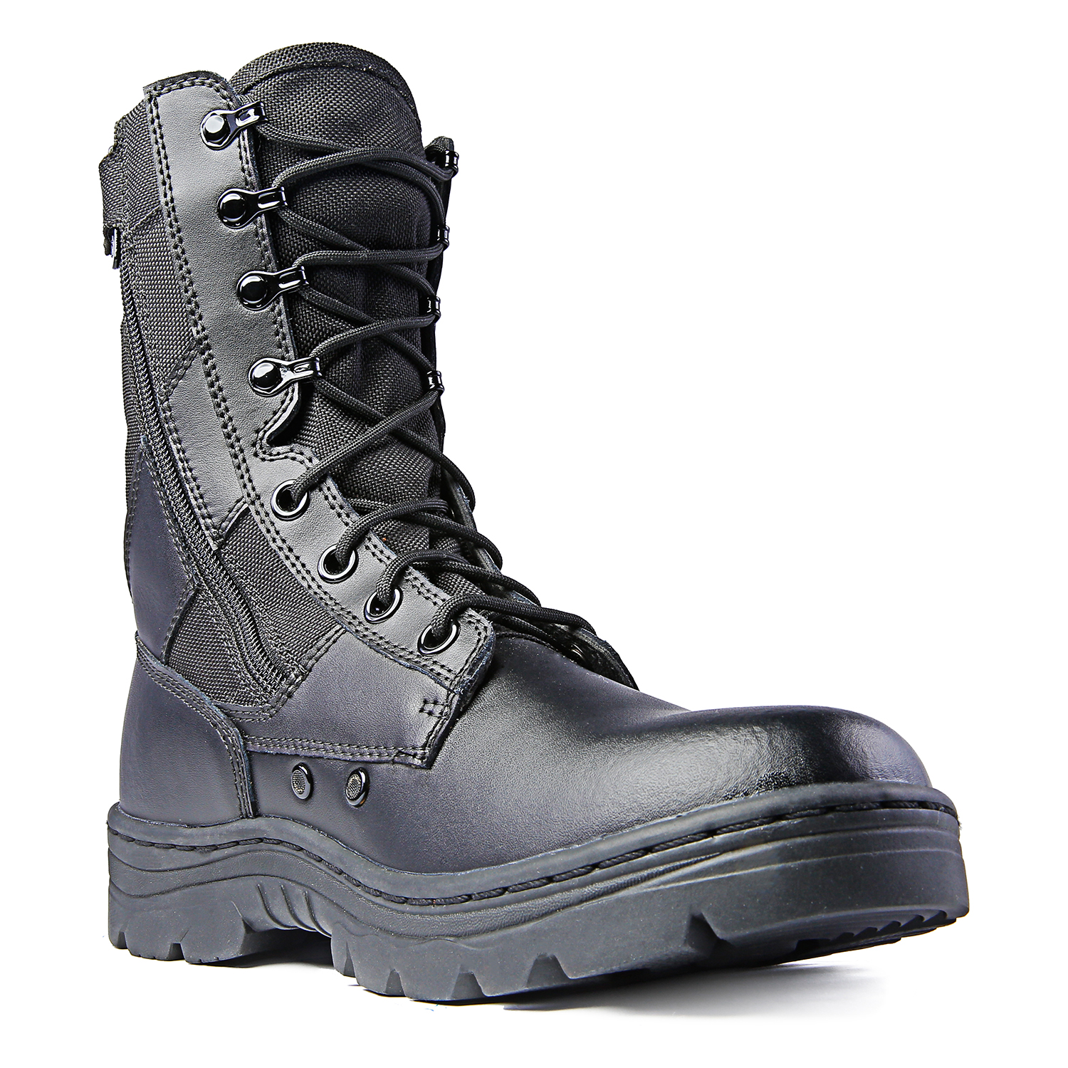 Ridge Footwear Ridge Men 8" Waterproof Leather Non-Slip Tactical Military Work Black Shoe Boot