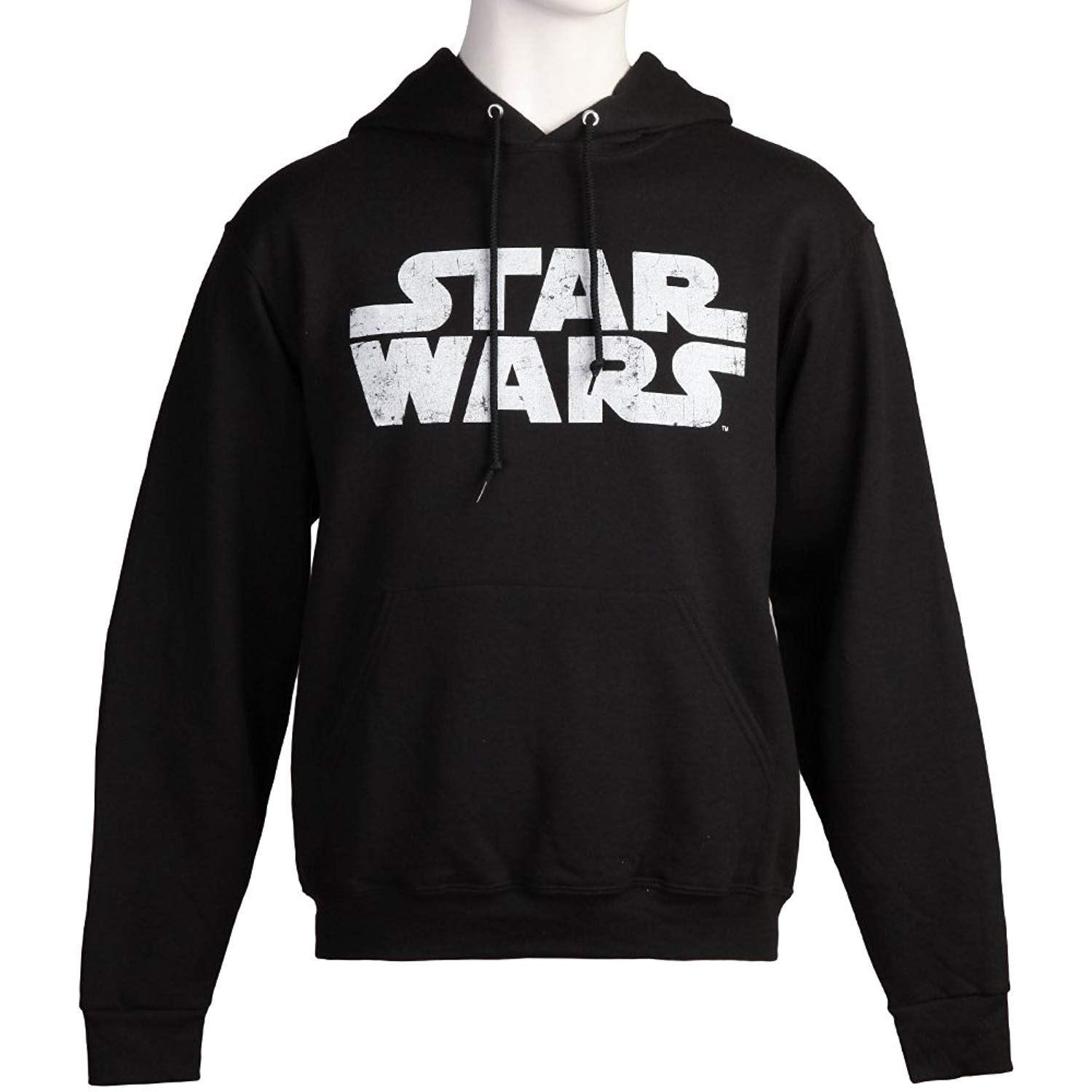 Star Wars Men's Official Classic Font Logo Hoodie Sweatshirt, Black