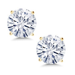 Gem Stone King 14K Yellow Gold Stud Earrings with Comfort Back Set Round Forever Classic 1.00cttw Moissanite from Charles & Colvard