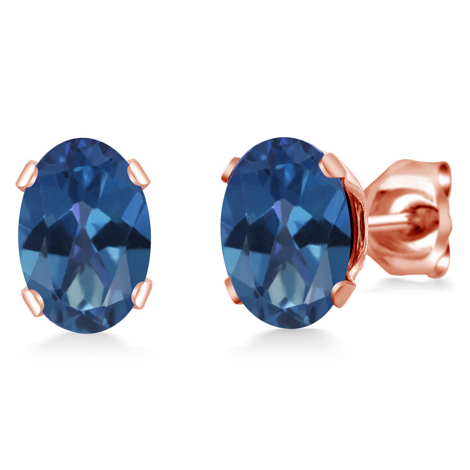 Gem Stone King 1 60 Ct Oval 7x5mm Blue Mystic Topaz Brass Rose Gold Plated Brass Stud Earrings Gem Stone King 1 60 Ct Oval 7x5mm Blue Mystic Topaz Brass Rose Gold Plated Brass Stud Earrings