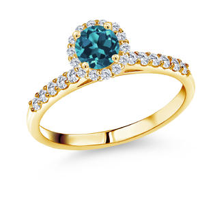 Gem Stone King 0 99 Ct Round London Blue Topaz 10k Yellow Gold Lab Grown Diamond Ring Gem Stone King 0 99 Ct Round London Blue Topaz 10k Yellow Gold Lab Grown Diamond Ring