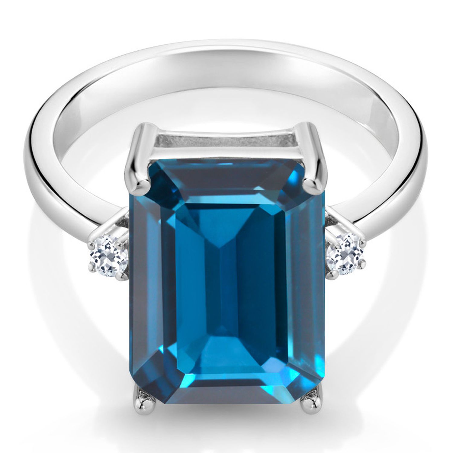 Gem Stone King 9 58 Ct Emerald Cut London Blue Topaz White Topaz 925 Sterling Silver Ring Gem Stone King 9 58 Ct Emerald Cut London Blue Topaz White Topaz 925 Sterling Silver Ring