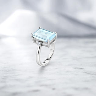 Gem Stone King 9 43 Ct Emerald Cut Sky Blue Topaz White Topaz 925 Sterling Silver Ring Gem Stone King 9 43 Ct Emerald Cut Sky Blue Topaz White Topaz 925 Sterling Silver Ring