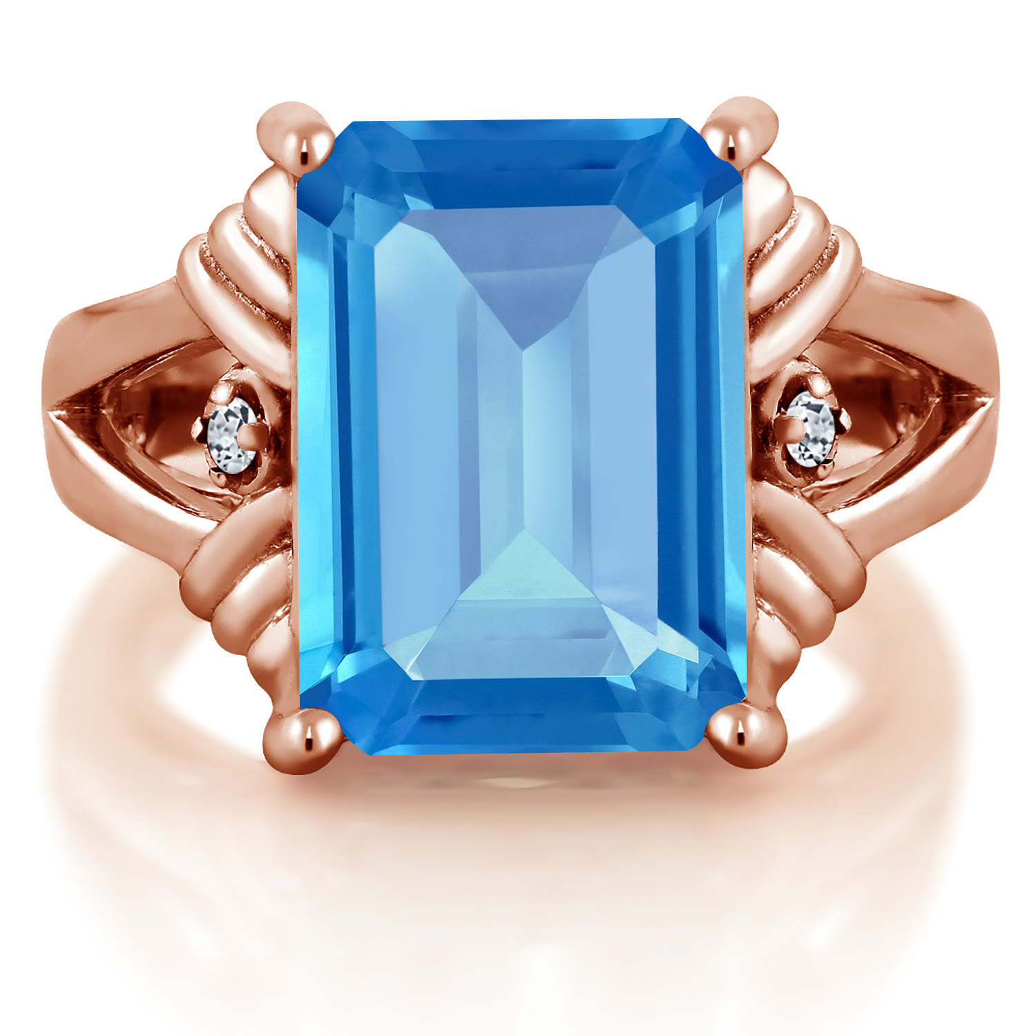 Gem Stone King 9 29 Ct Swiss Blue Topaz White Topaz 18k Rose Gold Plated Silver Ring Gem Stone King 9 29 Ct Swiss Blue Topaz White Topaz 18k Rose Gold Plated Silver Ring