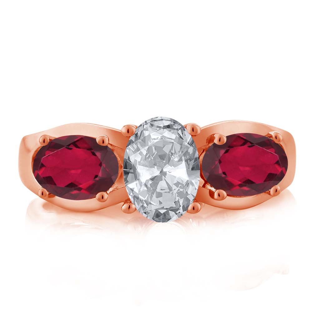 Gem Stone King 1 95 Ct Oval White Topaz Red Mystic Topaz 18k Rose Gold Plated Silver Ring Gem Stone King 1 95 Ct Oval White Topaz Red Mystic Topaz 18k Rose Gold Plated Silver Ring