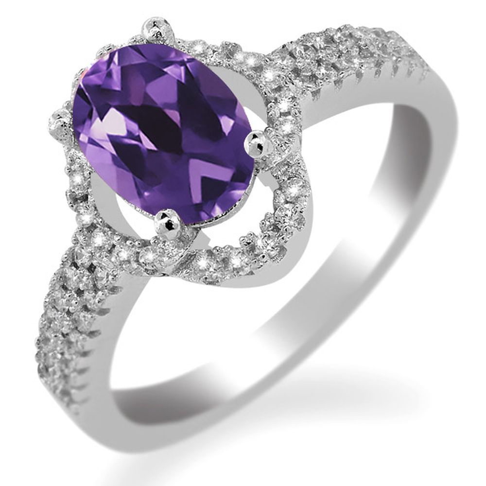 Gem Stone King 1 69 Ct Oval Purple Amethyst 925 Sterling Silver Ring