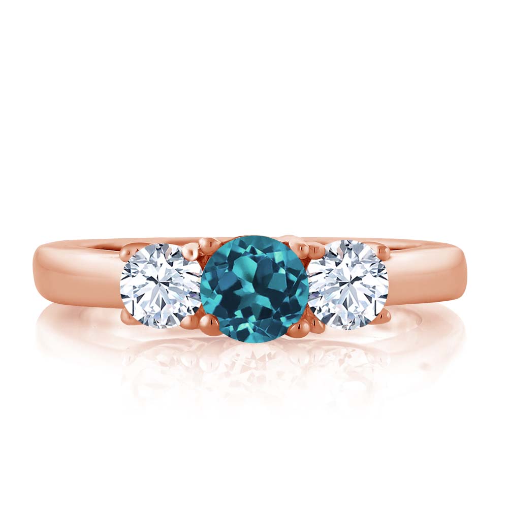 Gem Stone King 1 16 Ct Round London Blue Topaz White Topaz 18k Rose Gold Plated Silver Ring Gem Stone King 1 16 Ct Round London Blue Topaz White Topaz 18k Rose Gold Plated Silver Ring