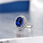 Pink Created Sapphire Sterling Silver Ring For Women - 3.60 Ct Oval 3-Stone Engagement Or Gift Ring