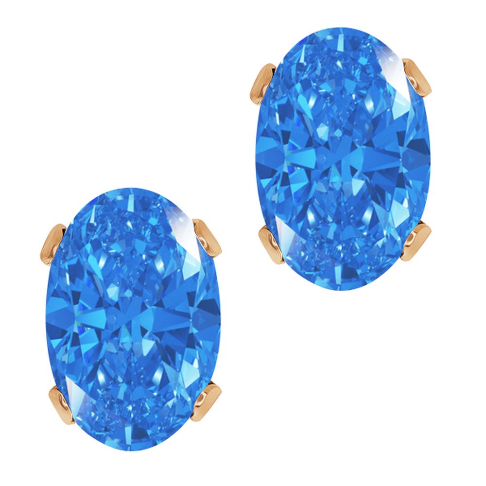 Gem Stone King Fancy Blue 18K Rose Gold Plated Silver Earrings Set with Zirconia