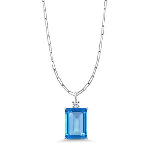Gem Stone King 16 33 Ct Swiss Blue Topaz White Topaz 925 Sterling Silver Pendant With 2 5mm Paperclip Link Chain 18 Inch With 2 Inch Extender Gem Stone King 16 33 Ct Swiss Blue Topaz White Topaz 925 Sterling Silver Pendant With 2 5mm Paperclip Link Chain 18 Inch With 2 Inch Extender