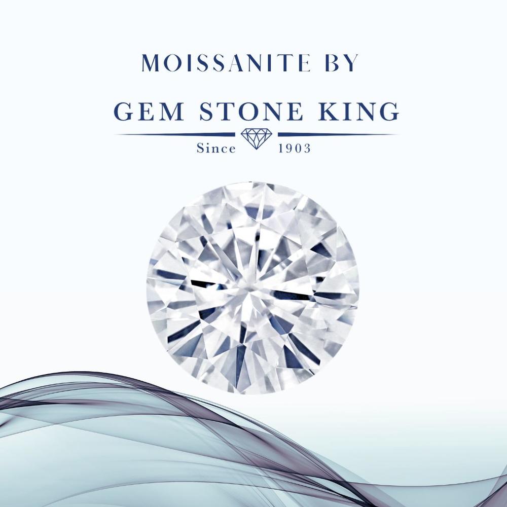 Gem Stone King 925 Sterling Silver Men's Ring Created Sapphire Moissanite (2.53 Cttw)
