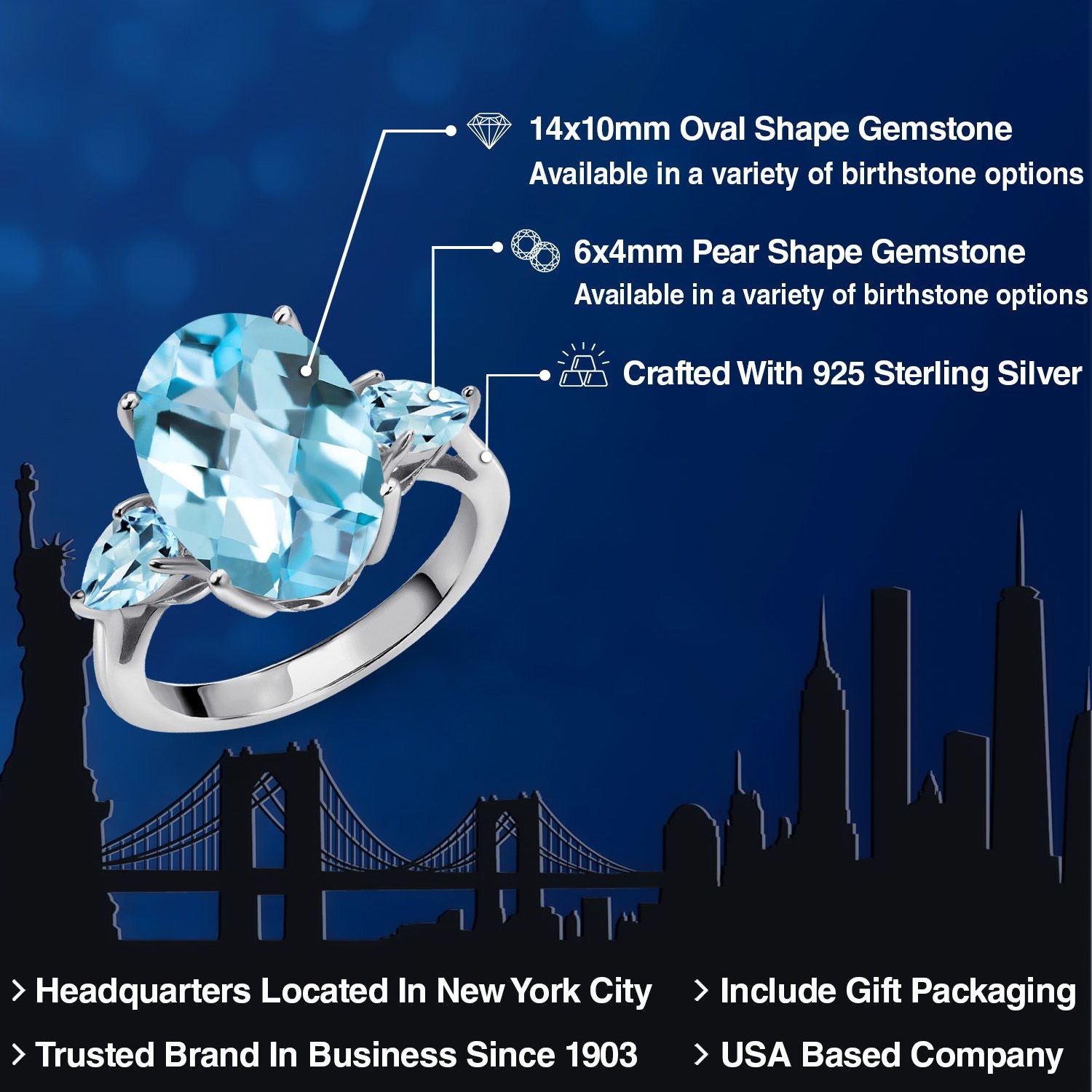 Gem Stone King 8 Ct Oval Checkerboard Sky Blue Topaz 925 Sterling Silver 3 Stone Engagement Ring Gem Stone King 8 Ct Oval Checkerboard Sky Blue Topaz 925 Sterling Silver 3 Stone Engagement Ring