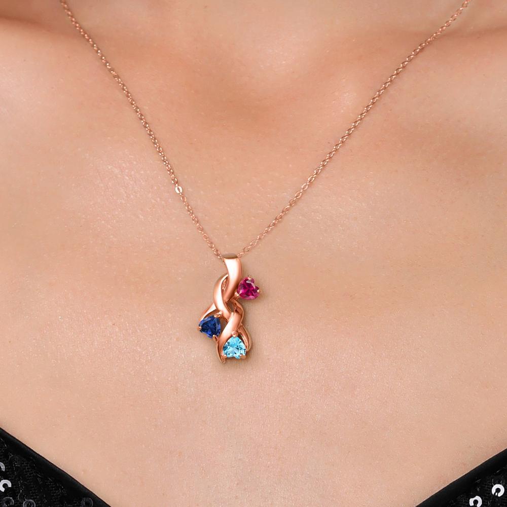 Gem Stone King 1.65 Ct Red Created Ruby Blue Created Sapphire 18K Rose Gold Plated Silver Pendant with Chain