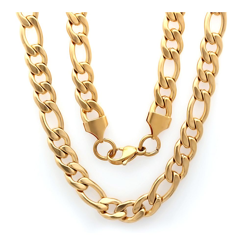 Gem Stone King 22 Inches 64 Grams Stainless Steel Gold Color Link Chain Necklace with Lobster Clasp