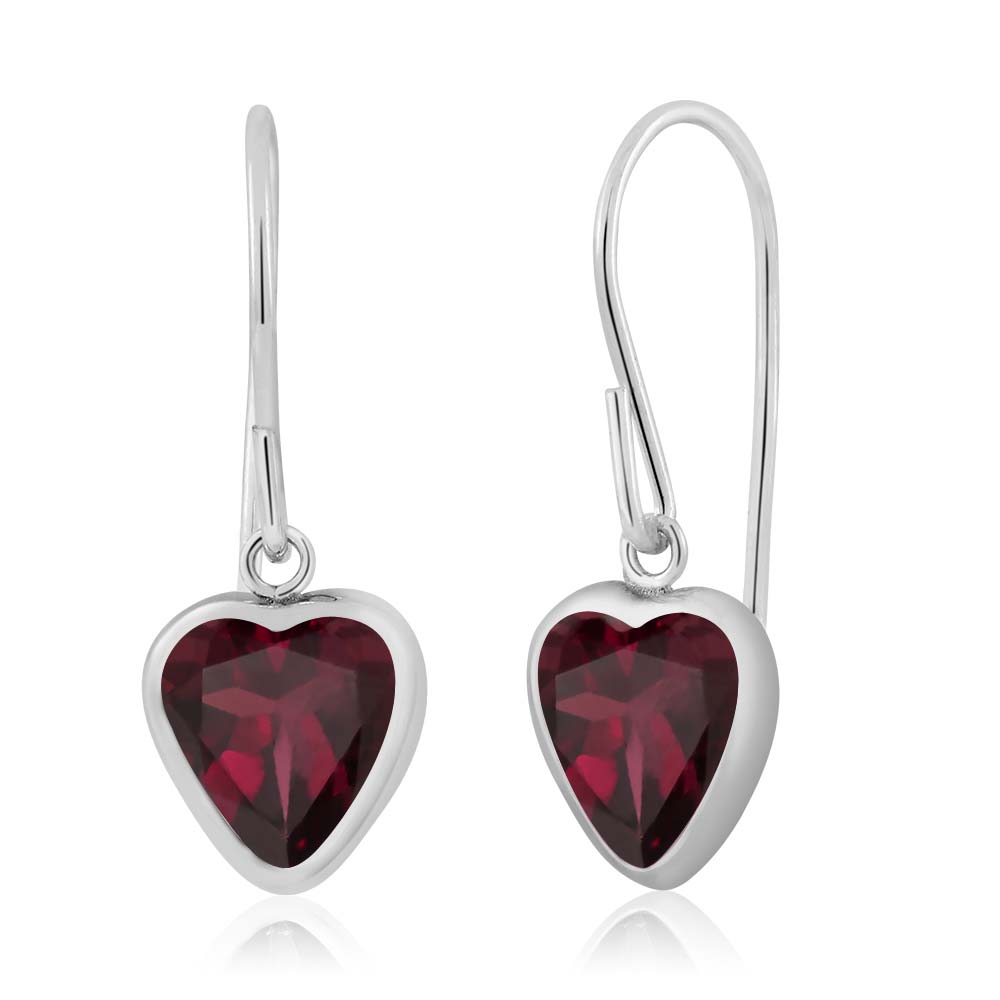 Earrings Diamond Kmart Gem Stone King 1 44 Ct Heart Shape Red Rhodolite Garnet 925 Sterling Silver Dangle Earrings