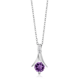 Gem Stone King 0 85 Ct Round Purple Amethyst 925 Silver Pendant With 18 Silver Chain Gem Stone King 0 85 Ct Round Purple Amethyst 925 Silver Pendant With 18 Silver Chain