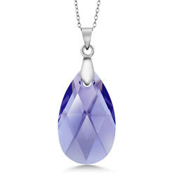 Gem Stone King Lavender Purple Teardrop Pendant Necklace For Women with 18 Inch Chain Made with Crystals