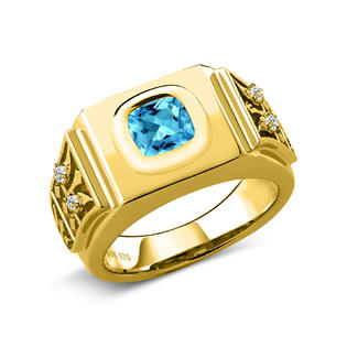 Gem Stone King 2 78 Ct Swiss Blue Topaz White Topaz 18k Yellow Gold Plated Silver Men S Ring Gem Stone King 2 78 Ct Swiss Blue Topaz White Topaz 18k Yellow Gold Plated Silver Men S Ring