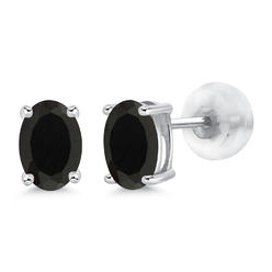 Black Onyx Stud Earrings 14k White Gold Gem Stone King 0 78 Ct Oval 6x4mm Black Onyx 14k White Gold Stud Earrings