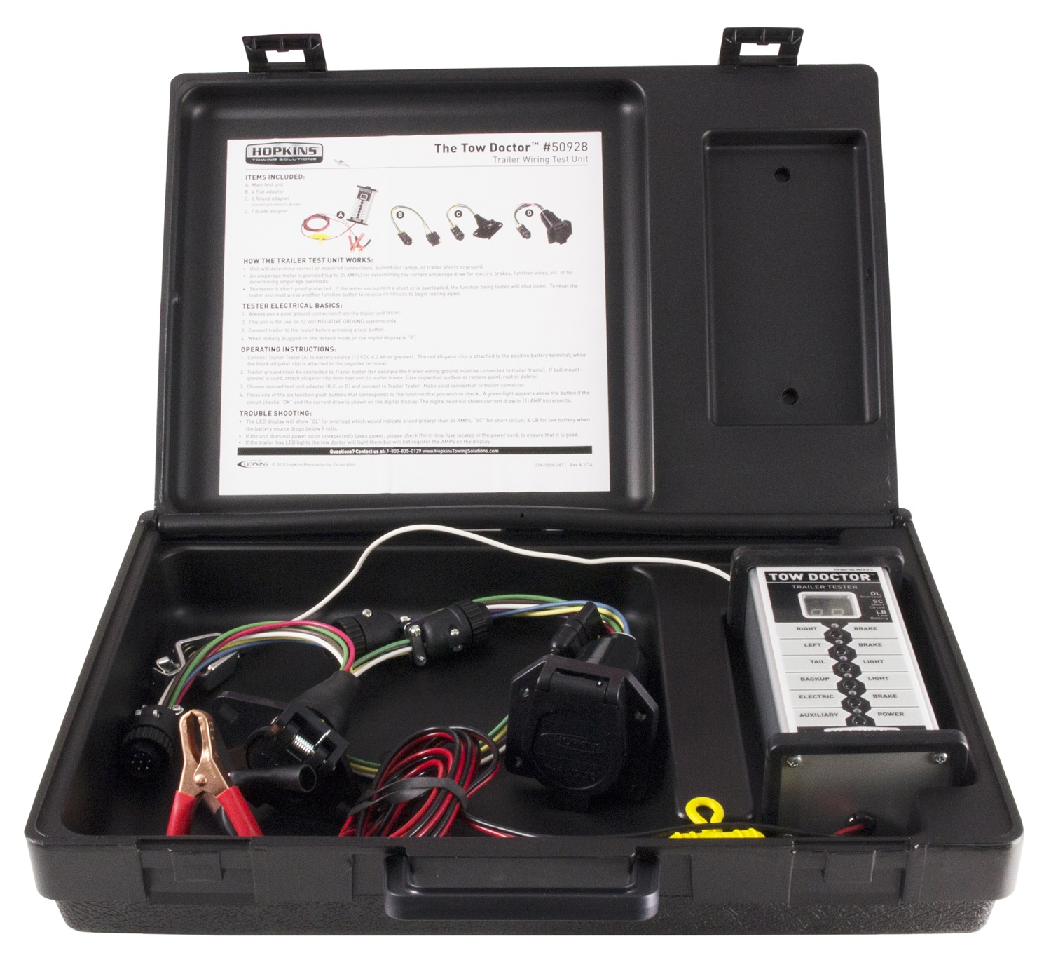 hopkins towing solution towing solution 50928 tow doctor trailer wire harness test unit tests all trailer functions one person tester incl adapters
