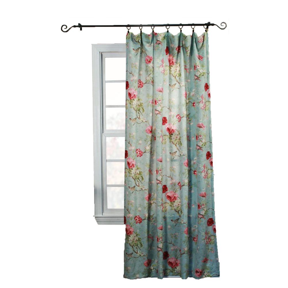 Ellis Curtain Balmoral Floral Print Tailored Panel Curtain 48-Inch-by-63-Inch - Sage/Wine