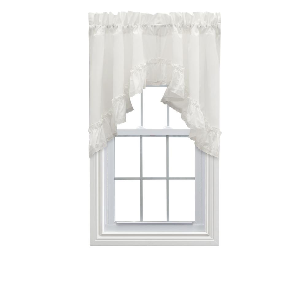 Ellis Curtain Madelyn Ruflled Victorian 1.5" Rod Pocket Swag for Windows Lace Edge 82" x 38" Natural