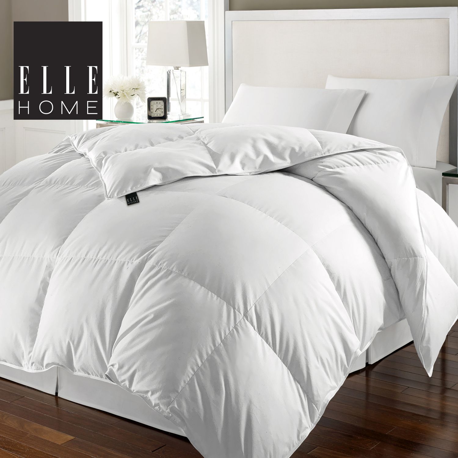 Elle Home 240 Thread Count 100 Cotton Solid Cover White Goose