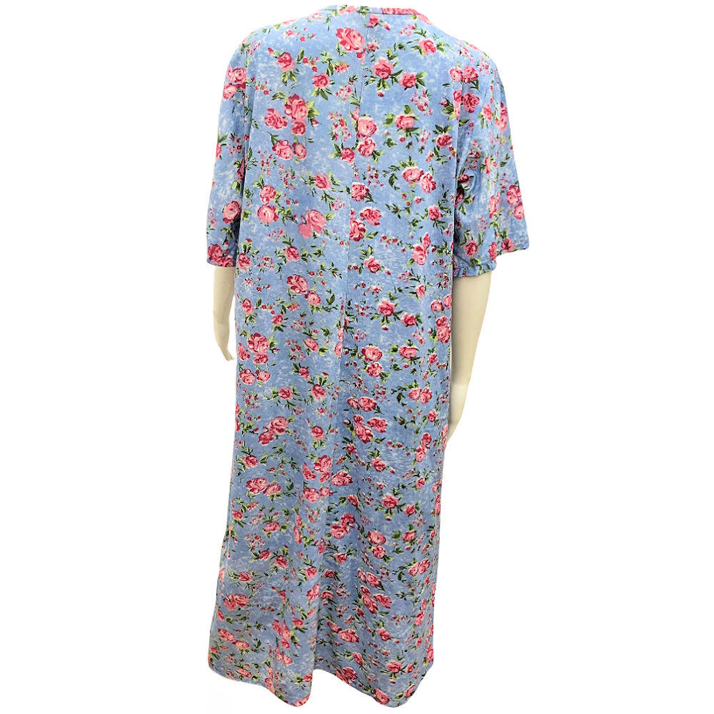 Gold Coast Women's Floral Night Gown in Blue Floral - Plus Size 1X