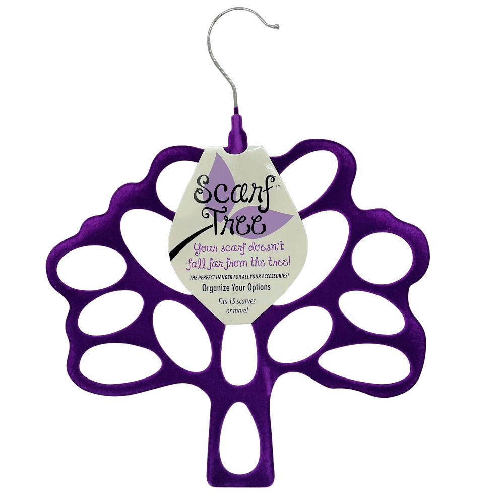 Scarf Tree Women's Velveteen Scarf Tree Hanger- Purple