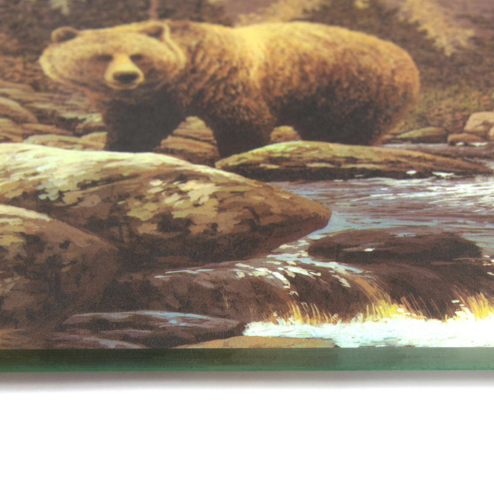 Woodland Creek Grizzly Bear Tempered Glass Cutting Board, 12 x 16 inch