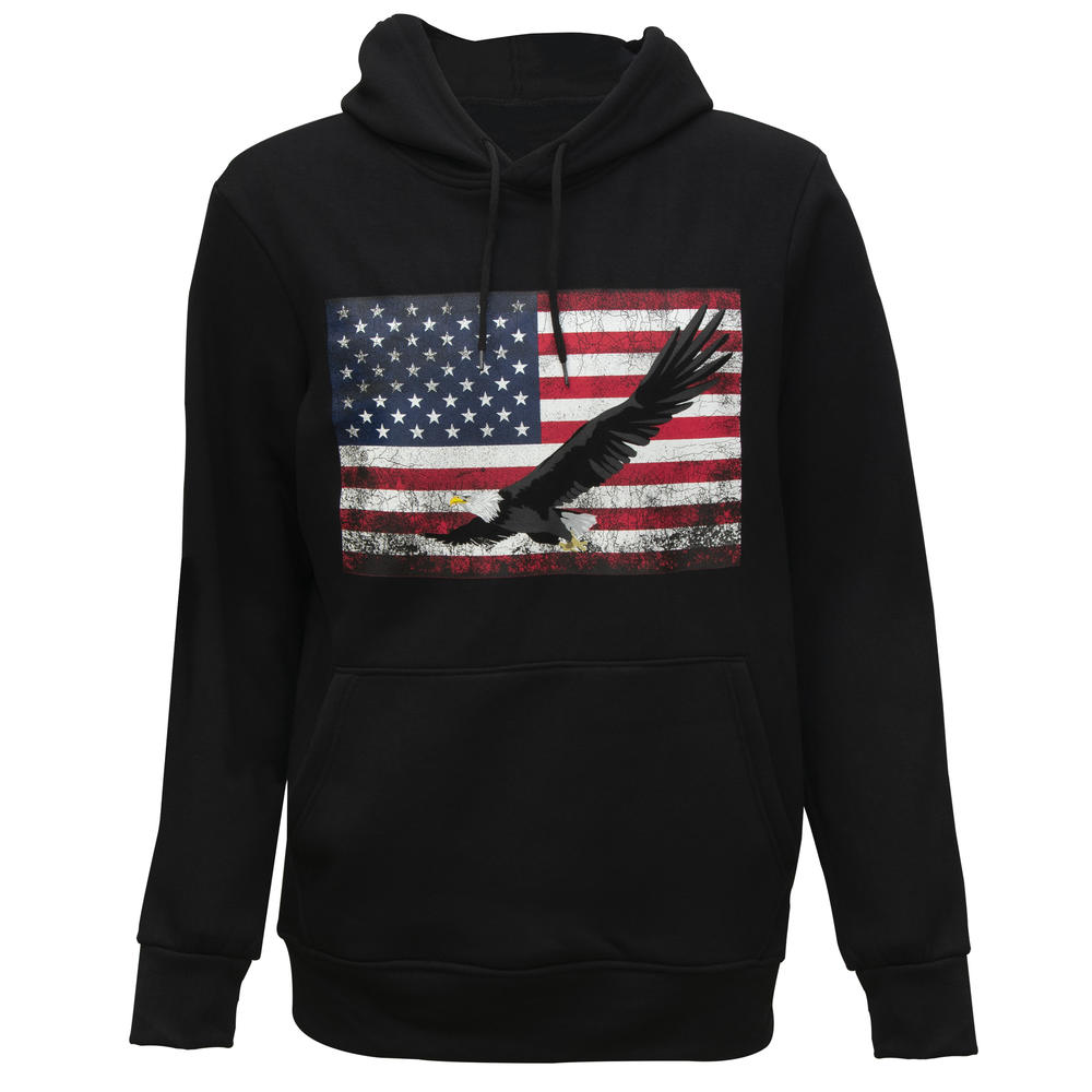 Woodland Creek Men's American Eagle Hooded Black Sweatshirt, XL