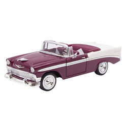 Yat Ming 1956 Chevrolet Bel Air Convertible 1:18 Scale Diecast Car, Purple/White