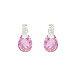 Generic Sterling Silver Briolette Multifaceted Pink Cubic Zirconia Earring Set