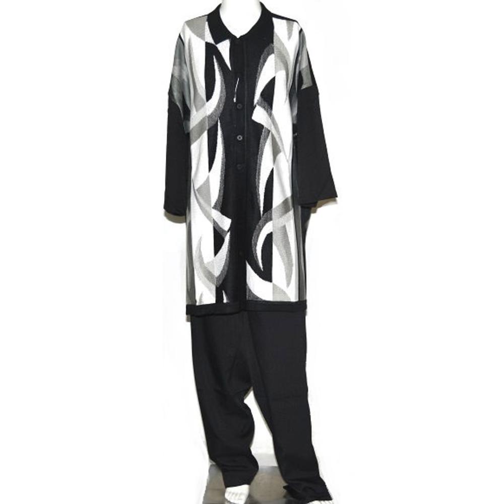 Stacy Adams Pants with Shirt Set in Black/Grey - 5XL/54