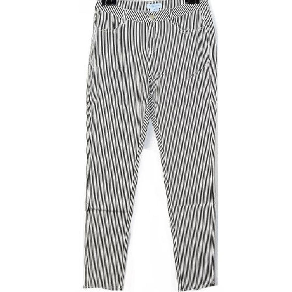 K. Jordan Women's 4-Pockets Stripe Skinny Pants In White/Black - 10