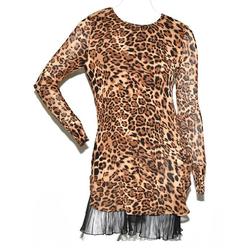 Masseys Women's Brown Leopard Print Pleated Tunic, Size Medium