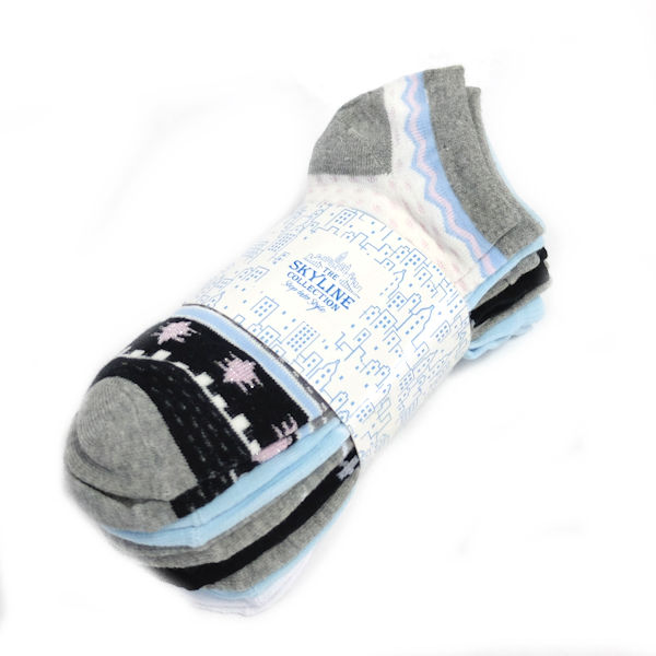 The Skyline Women's Snowflake Design Low Cut Socks, Set of 8 (Size 9-11)