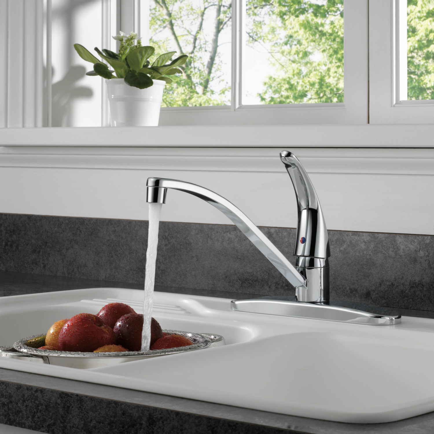 Peerless P188500LF Single Lever 4-Hole Kitchen Faucet, Chrome ...